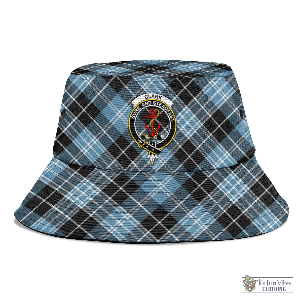 Tartan Vibes Clothing Clark Ancient Tartan Bucket Hat with Family Crest