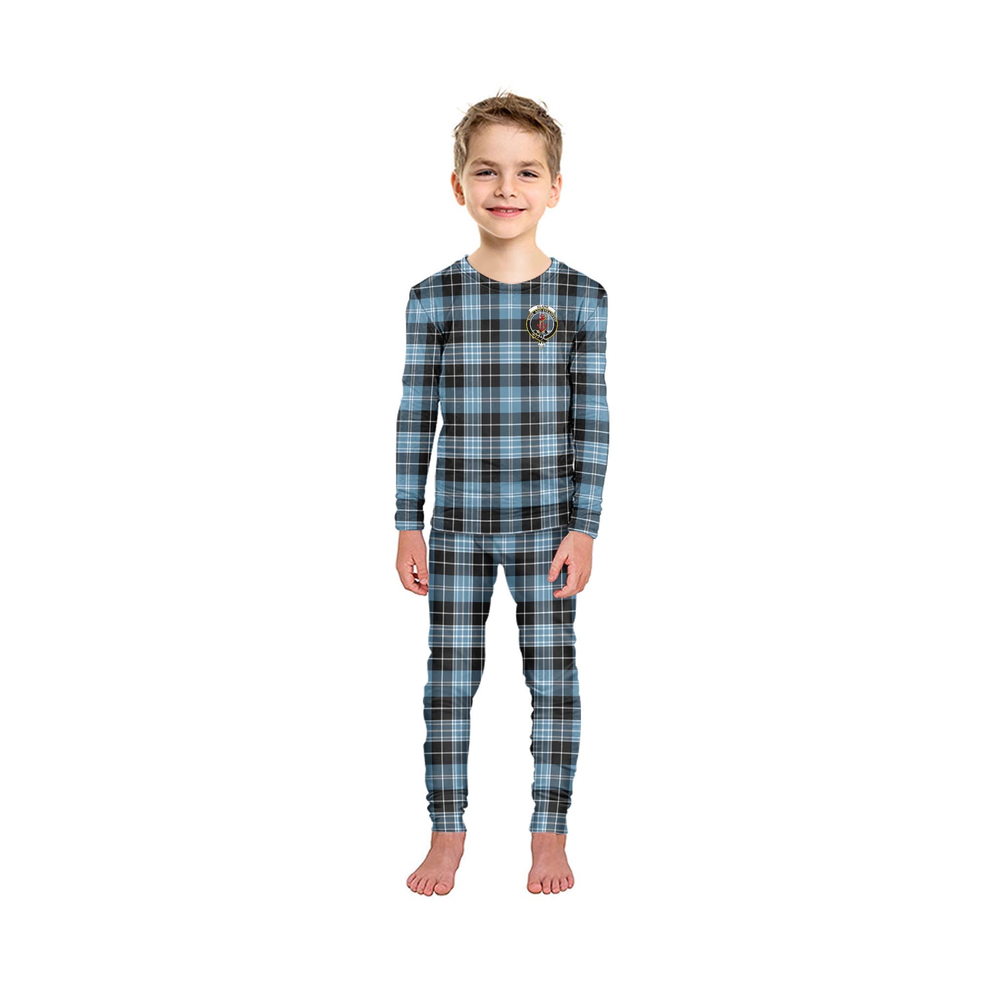 Clark Ancient Tartan Pajamas Family Set with Family Crest - Tartan Vibes Clothing