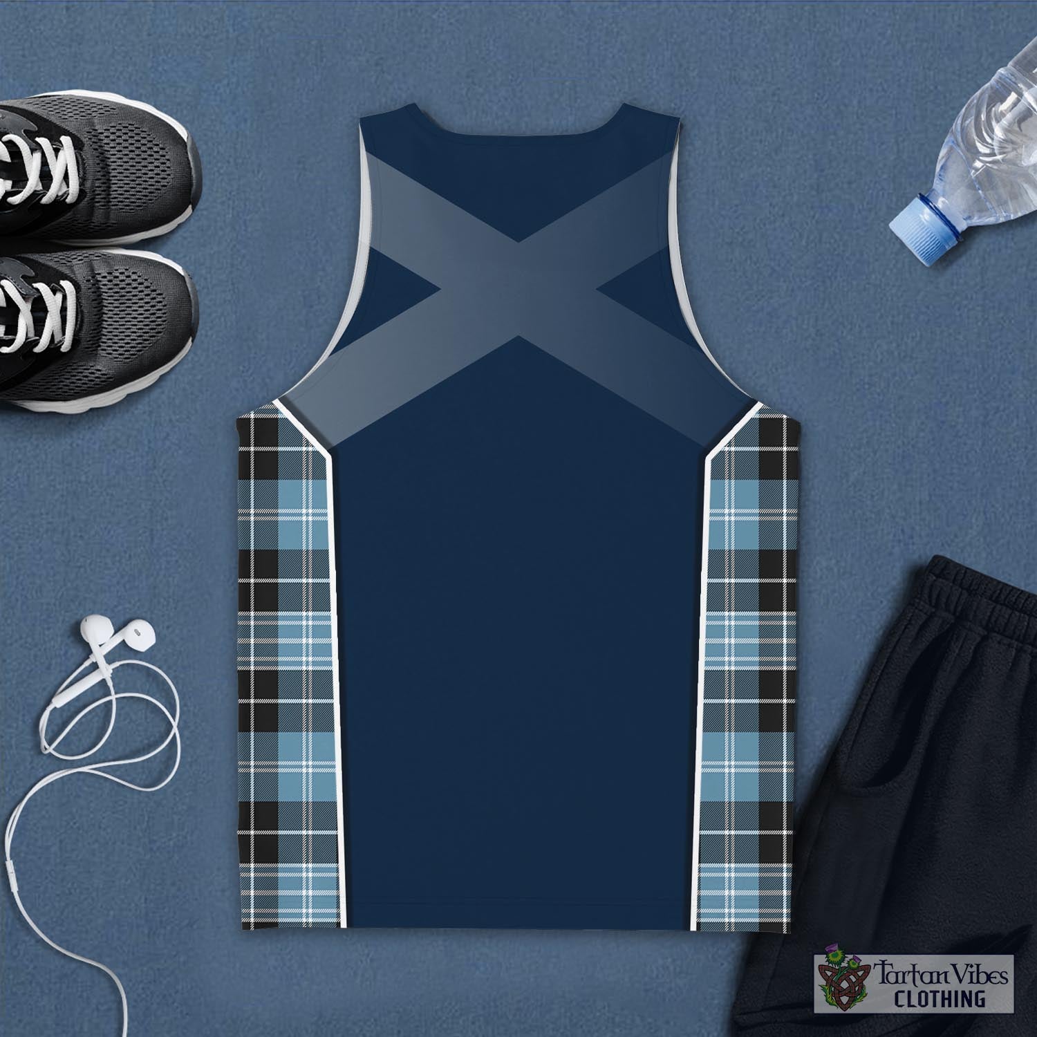 Tartan Vibes Clothing Clark Ancient Tartan Men's Tanks Top with Family Crest and Scottish Thistle Vibes Sport Style