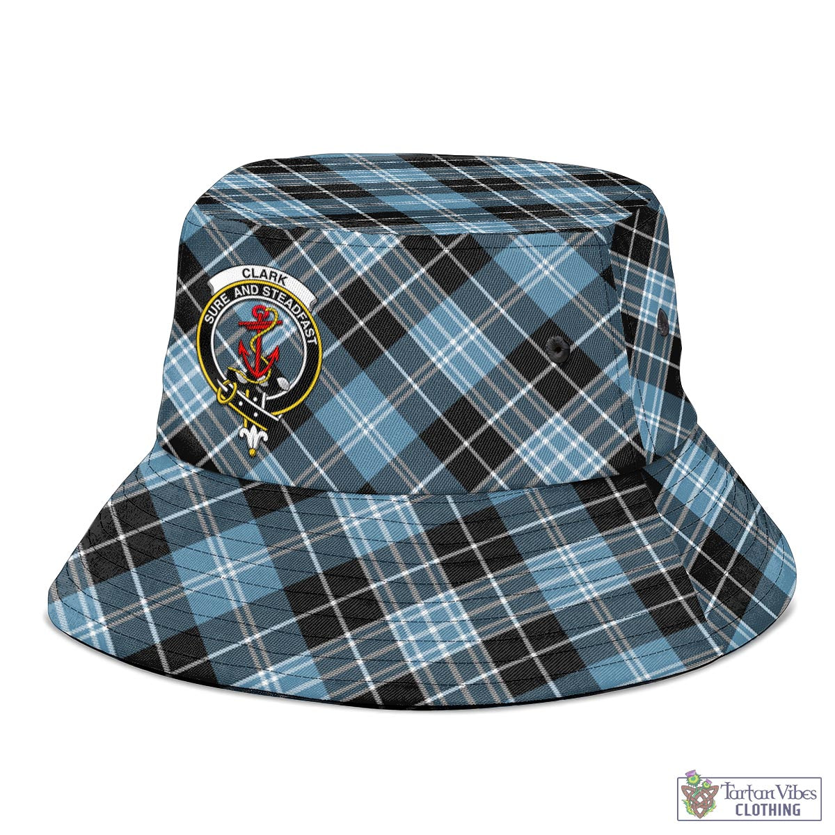 Tartan Vibes Clothing Clark Ancient Tartan Bucket Hat with Family Crest