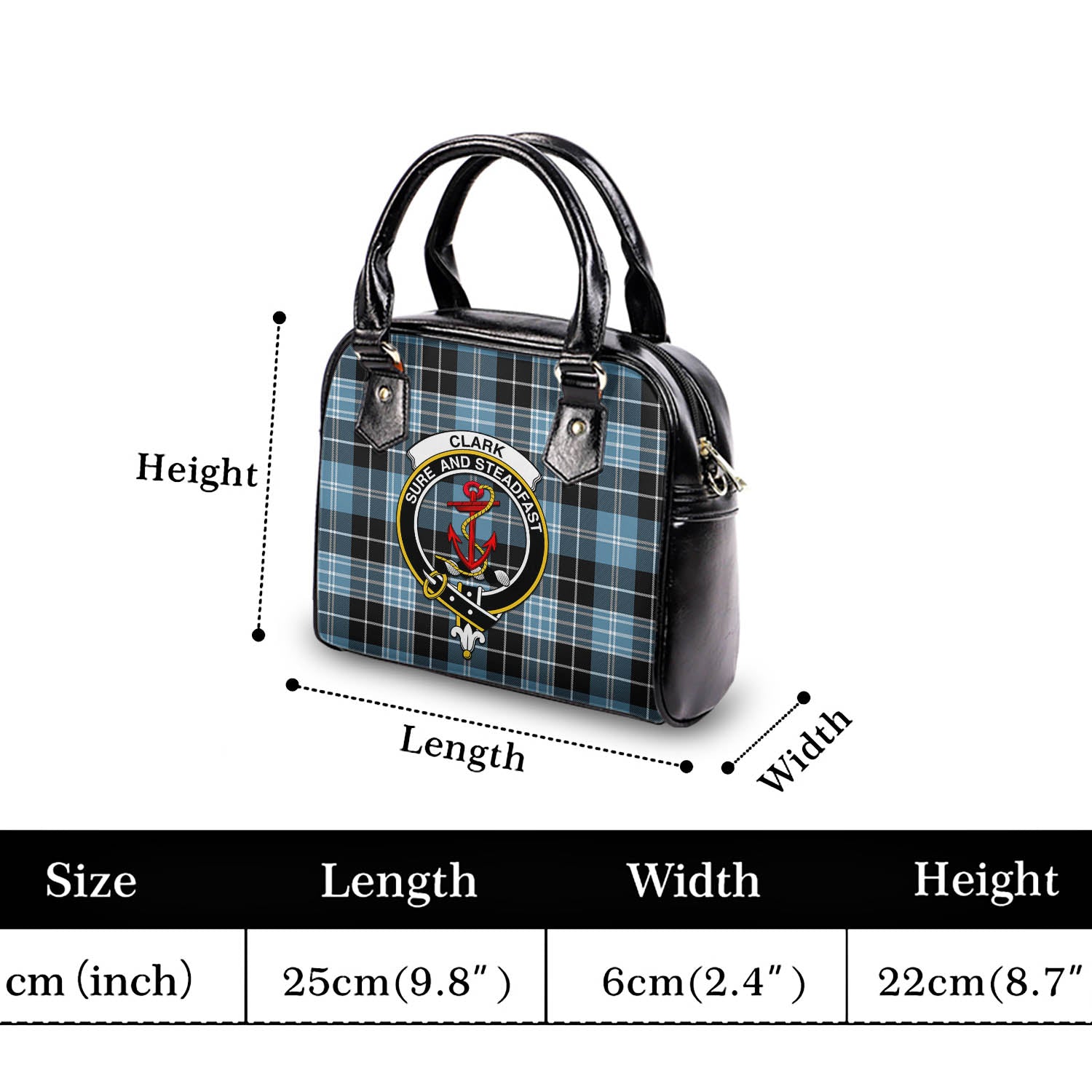 Clark Ancient Tartan Shoulder Handbags with Family Crest - Tartanvibesclothing