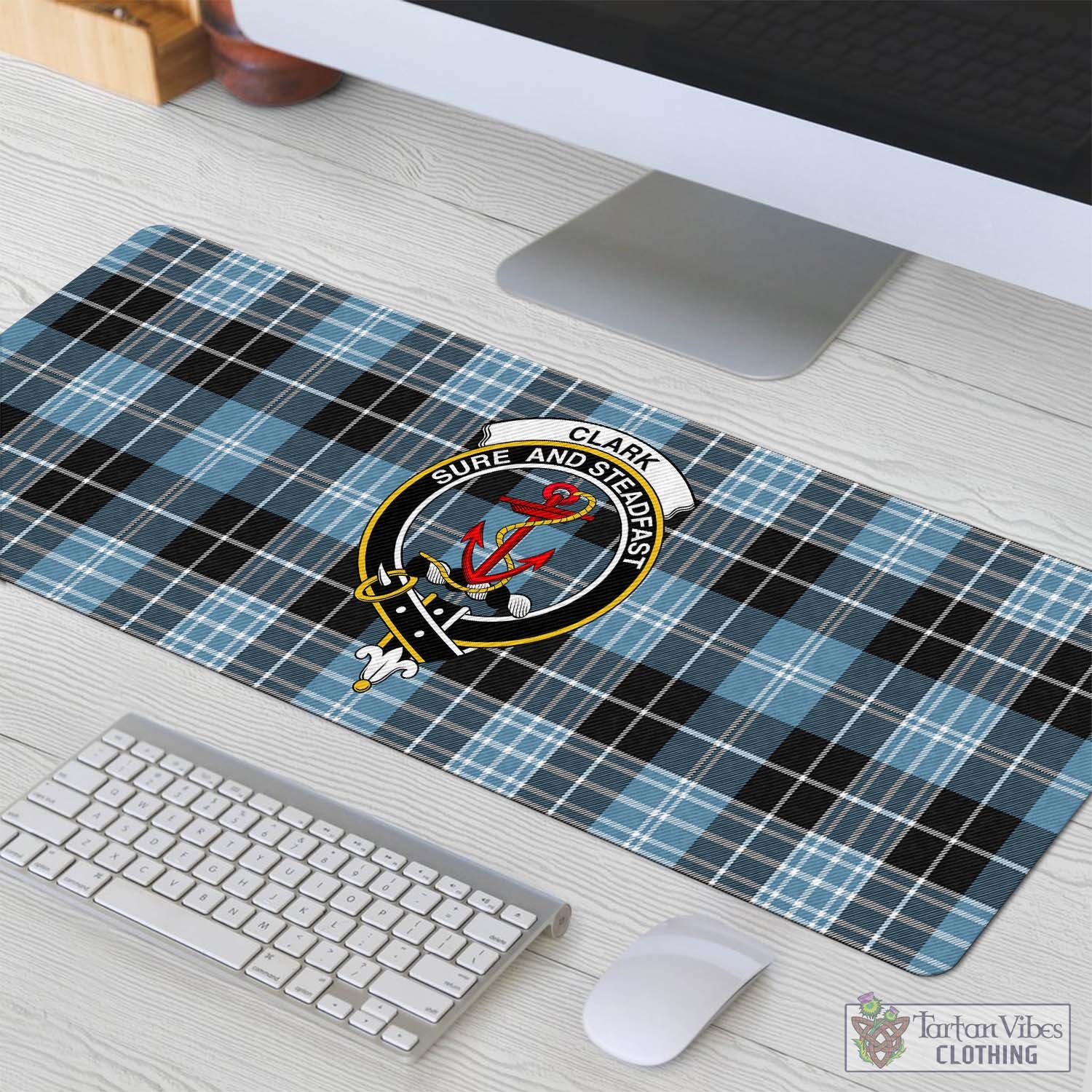 Tartan Vibes Clothing Clark Ancient Tartan Mouse Pad with Family Crest