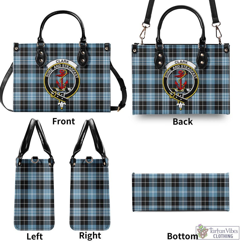 Tartan Vibes Clothing Clark Ancient Tartan Luxury Leather Handbags with Family Crest