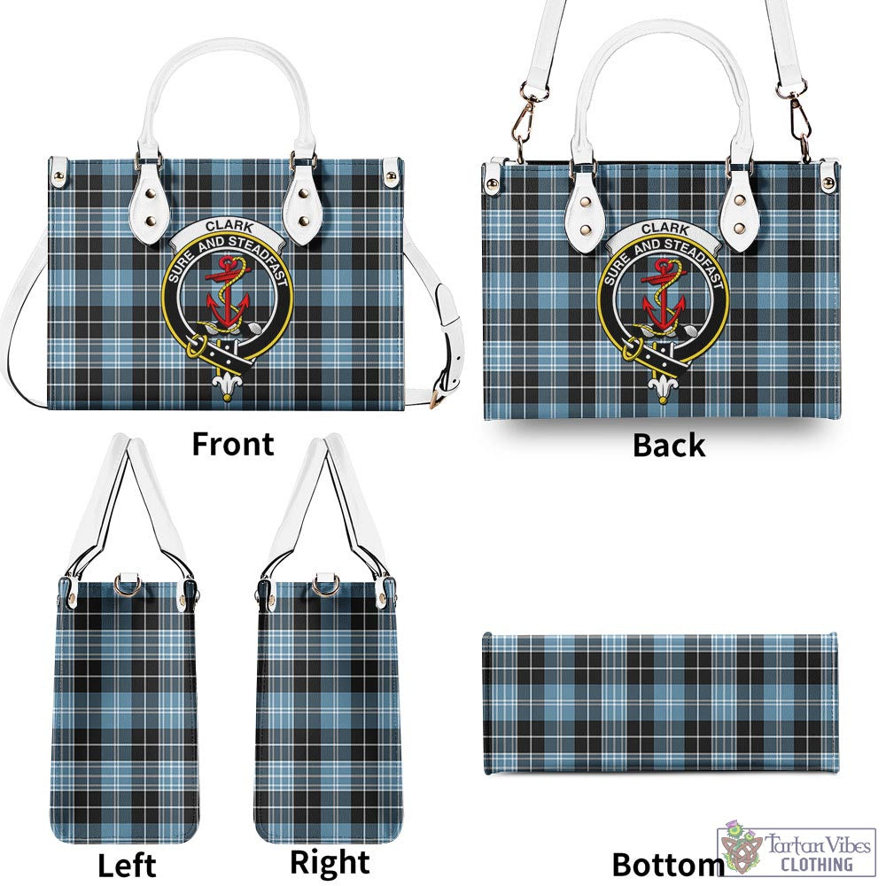 Tartan Vibes Clothing Clark Ancient Tartan Luxury Leather Handbags with Family Crest