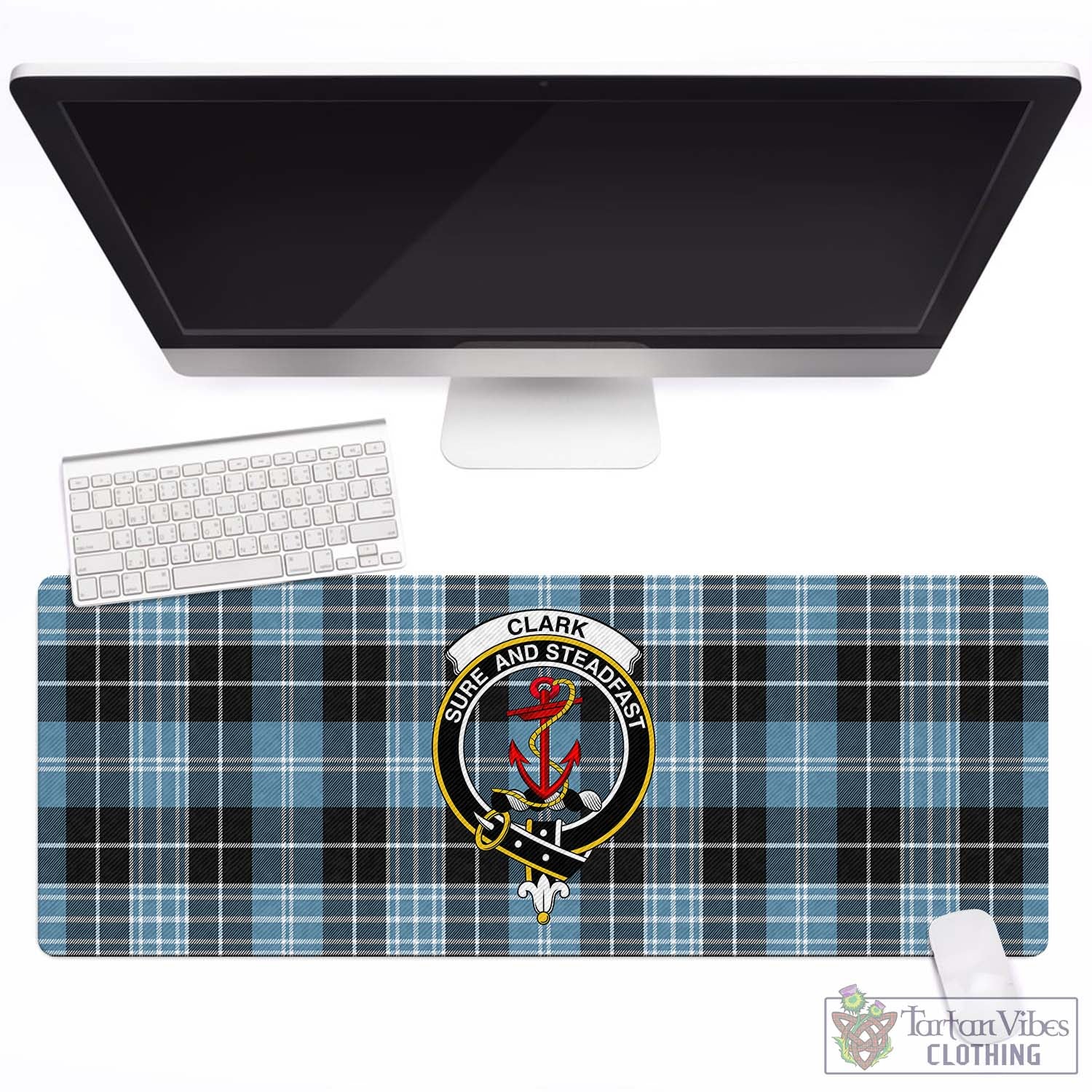 Tartan Vibes Clothing Clark Ancient Tartan Mouse Pad with Family Crest