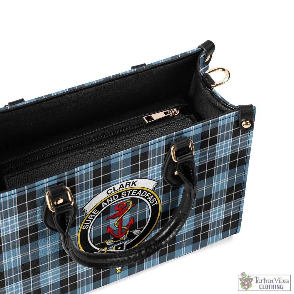 Tartan Vibes Clothing Clark Ancient Tartan Luxury Leather Handbags with Family Crest