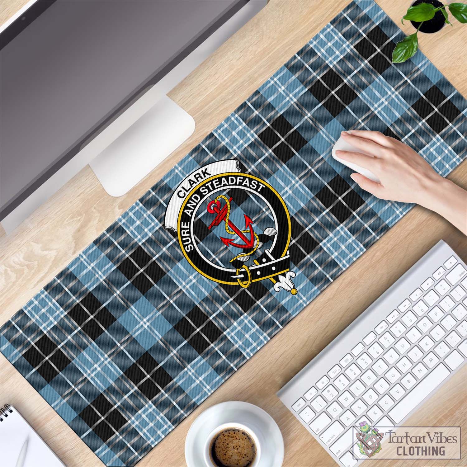 Tartan Vibes Clothing Clark Ancient Tartan Mouse Pad with Family Crest