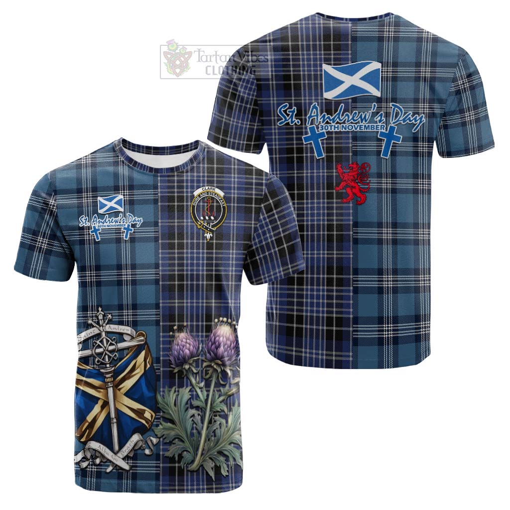 Tartan Vibes Clothing Clark (Clarke) Tartan Cotton T-shirt Happy St. Andrew's Day Half Tartan Style