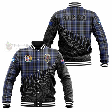 Clark (Clarke) Crest Tartan Baseball Jacket with New Zealand Silver Fern Half Style