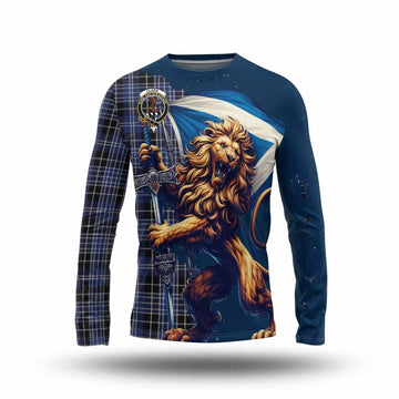 Clark (Clarke) Tartan Family Crest Long Sleeve T-Shirt with Scottish Majestic Lion