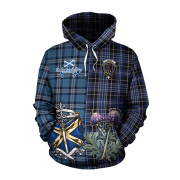 Clark (Clarke) Tartan Cotton Hoodie Happy St. Andrew's Day Half Tartan Style