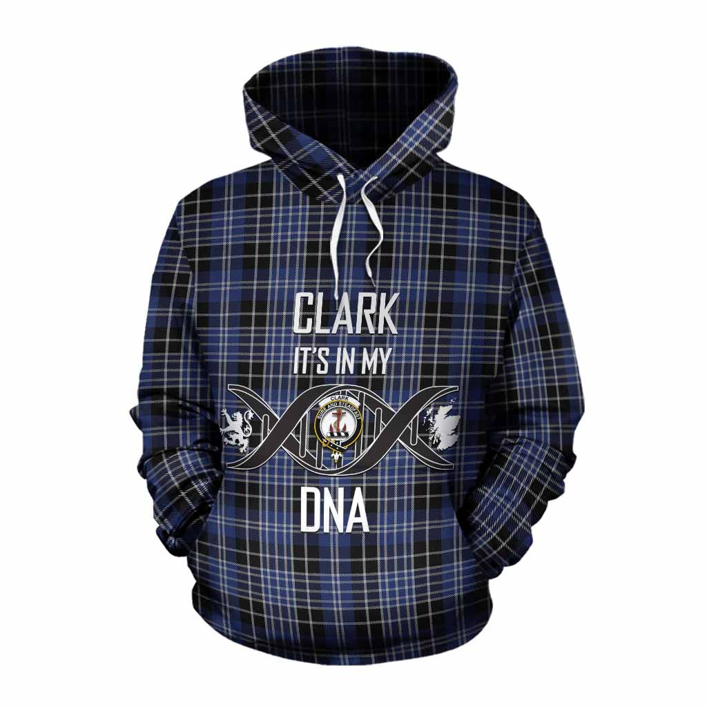 Tartan Vibes Clothing Clark (Clarke) Tartan Cotton Hoodie with Family Crest DNA In Me Style