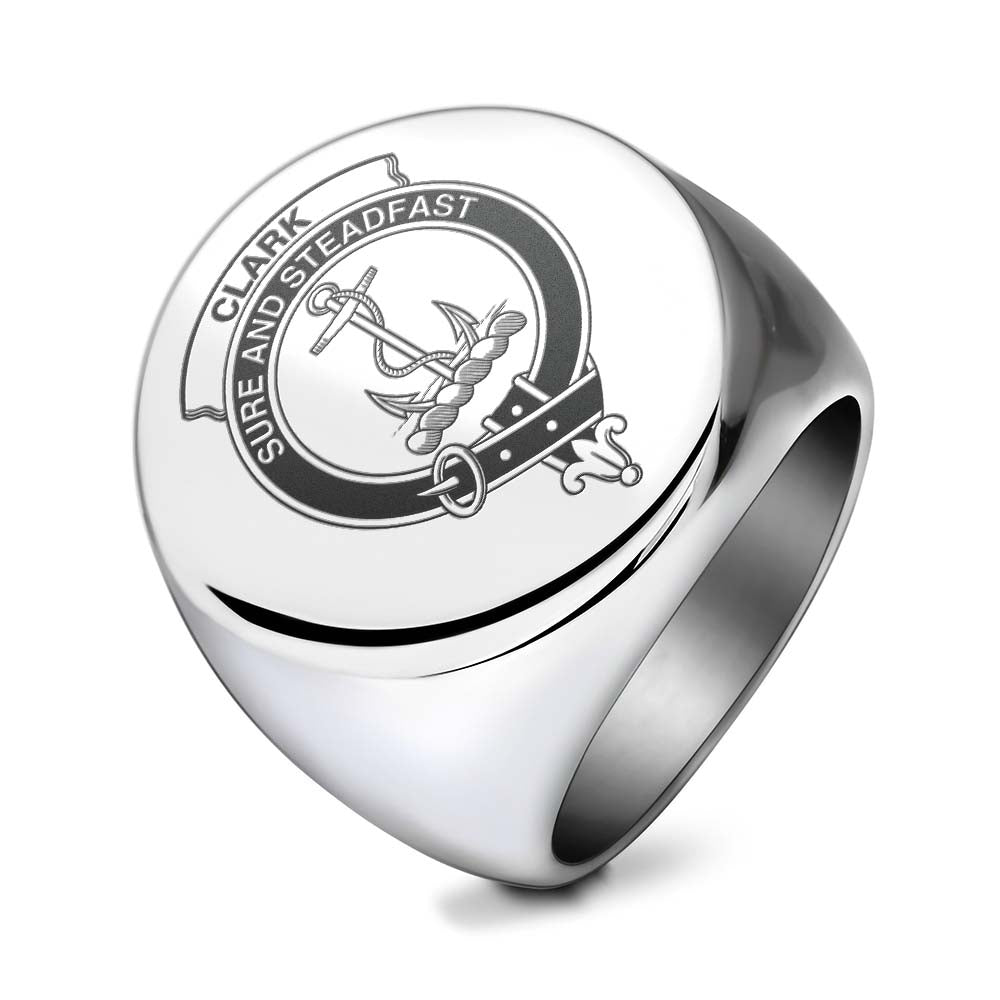 Tartan Vibes Clothing Clark (Clarke) Clan Crest Engraved Ring