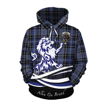 Clark (Clarke) Tartan Cotton Hoodie with Alba Gu Brath Regal Lion Emblem