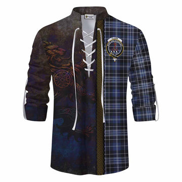 Clark (Clarke) Tartan Family Crest Ghillie Kilt Shirt Alba Gu Brath Be Brave Lion Ancient Style Men - Tartan Vibes Clothing