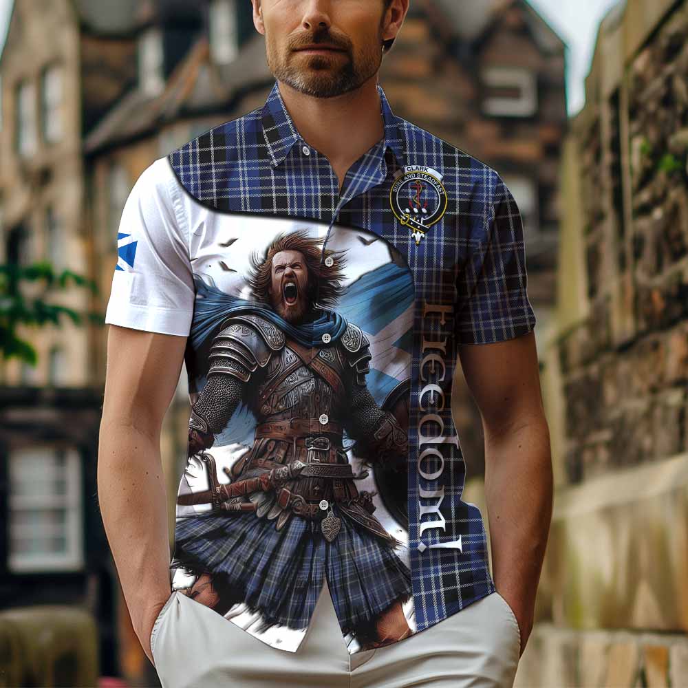 Tartan Vibes Clothing Clark (Clarke) Crest Tartan Short Sleeve Button Shirt Inspired by the Freedom of Scottish Warrior