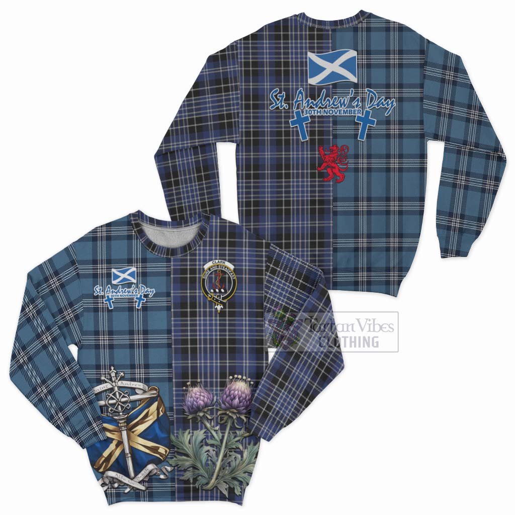 Tartan Vibes Clothing Clark (Clarke) Tartan Sweatshirt Happy St. Andrew's Day Half Tartan Style