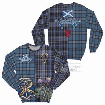 Clark (Clarke) Tartan Sweatshirt Happy St. Andrew's Day Half Tartan Style