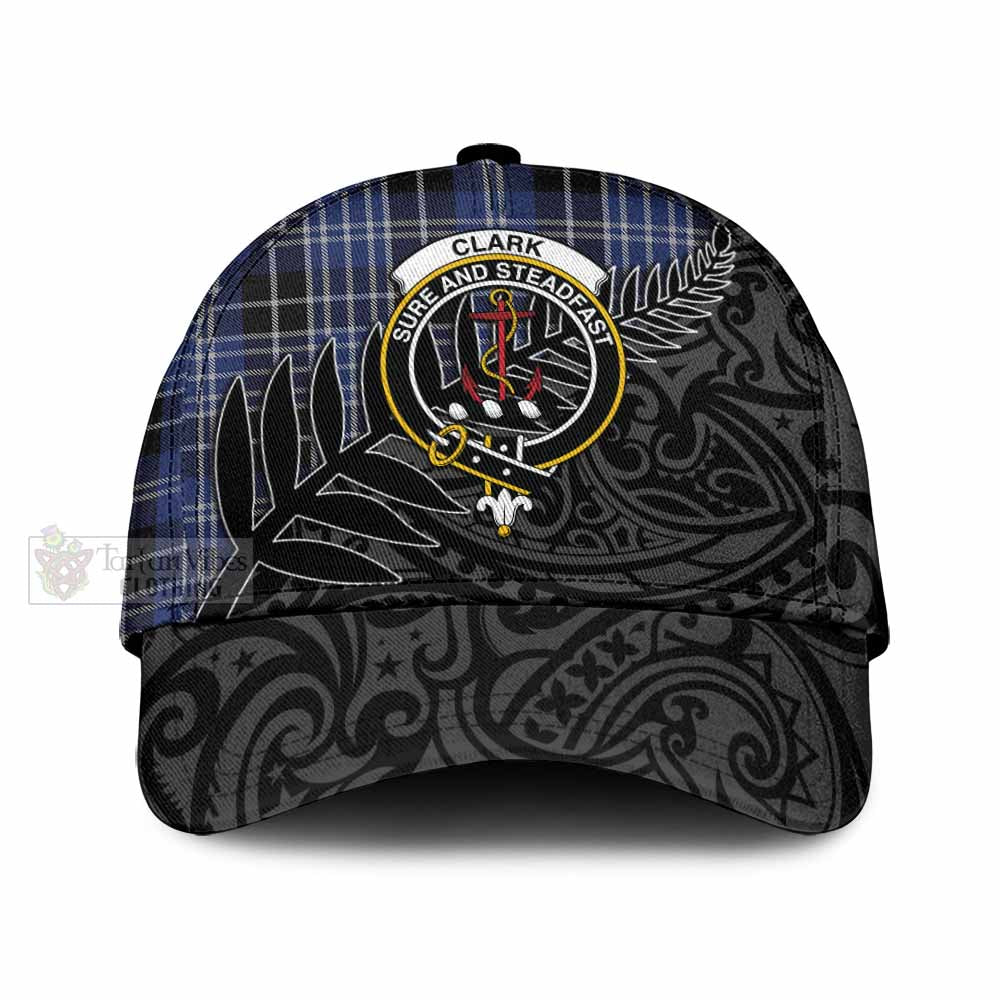 Tartan Vibes Clothing Clark (Clarke) Tartan Classic Cap with New Zealand Silver Fern Half Style