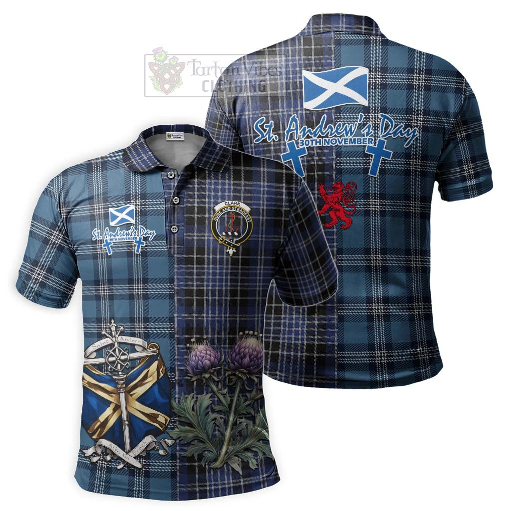 Tartan Vibes Clothing Clark (Clarke) Tartan Polo Shirt Happy St. Andrew's Day Half Tartan Style