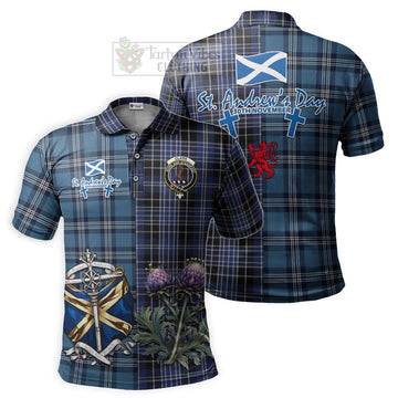 Clark (Clarke) Tartan Polo Shirt Happy St. Andrew's Day Half Tartan Style