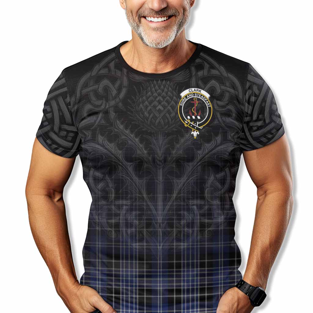 Tartan Vibes Clothing Clark (Clarke) Tartan T-Shirt with Family Crest Celtic Thistle Vibes