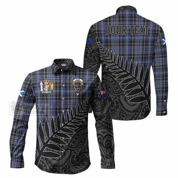 Clark (Clarke) Crest Tartan Long Sleeve Button Shirt with New Zealand Silver Fern Half Style