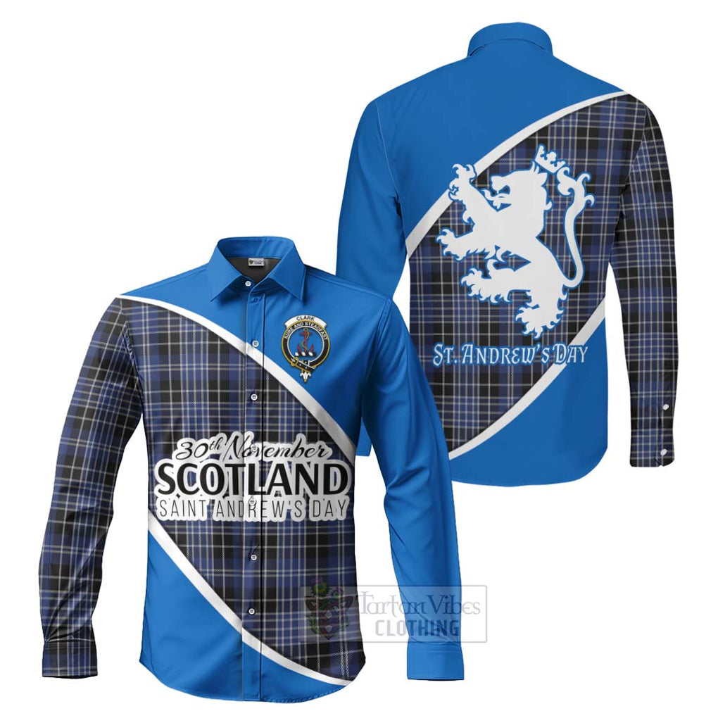 Tartan Vibes Clothing Clark (Clarke) Family Crest Tartan Long Sleeve Button Shirt Celebrate Saint Andrew's Day in Style