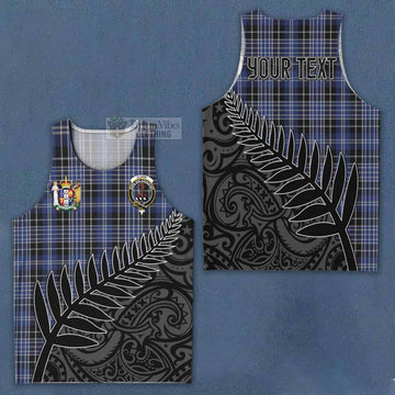 Clark (Clarke) Crest Tartan Men's Tank Top with New Zealand Silver Fern Half Style