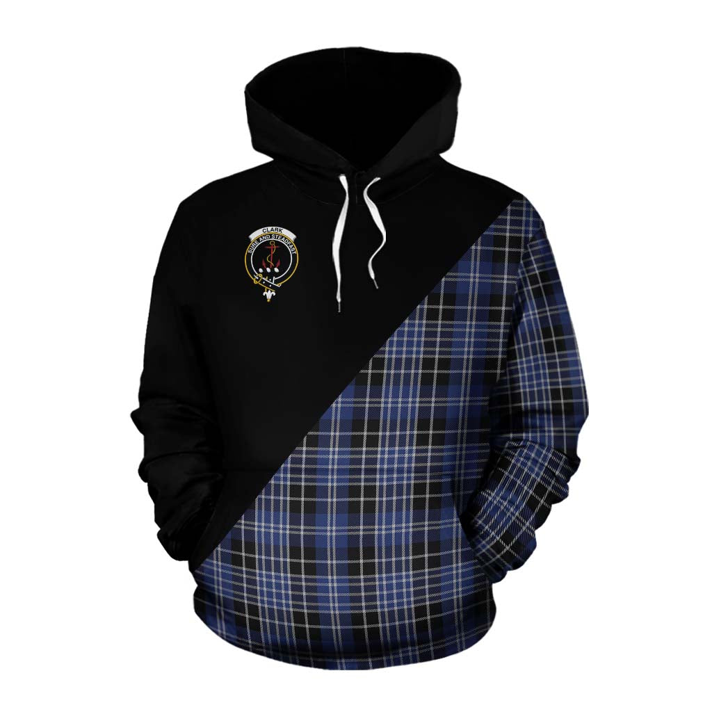 Tartan Vibes Clothing Clark (Clarke) Tartan Cotton Hoodie with Family Crest and Military Logo Style