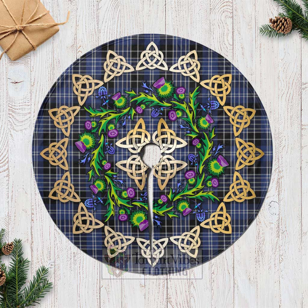 Tartan Vibes Clothing Clark (Clarke) Tartan Christmas Tree Skirt with Thistle Celtic Knot Style