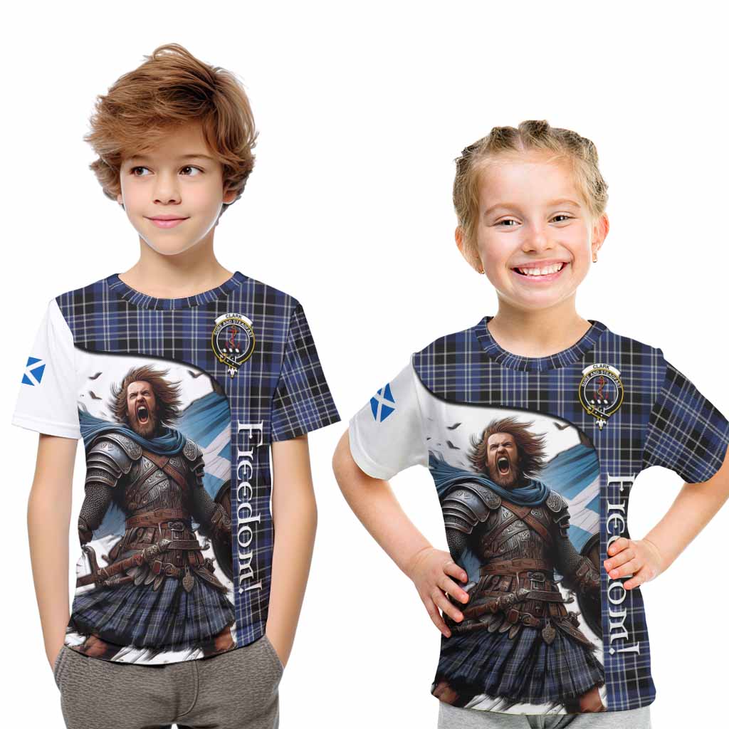 Tartan Vibes Clothing Clark (Clarke) Crest Tartan Kid T-Shirt Inspired by the Freedom of Scottish Warrior