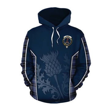 Clark (Clarke) Tartan Cotton Hoodie with Family Crest and Scottish Thistle Vibes Sport Style