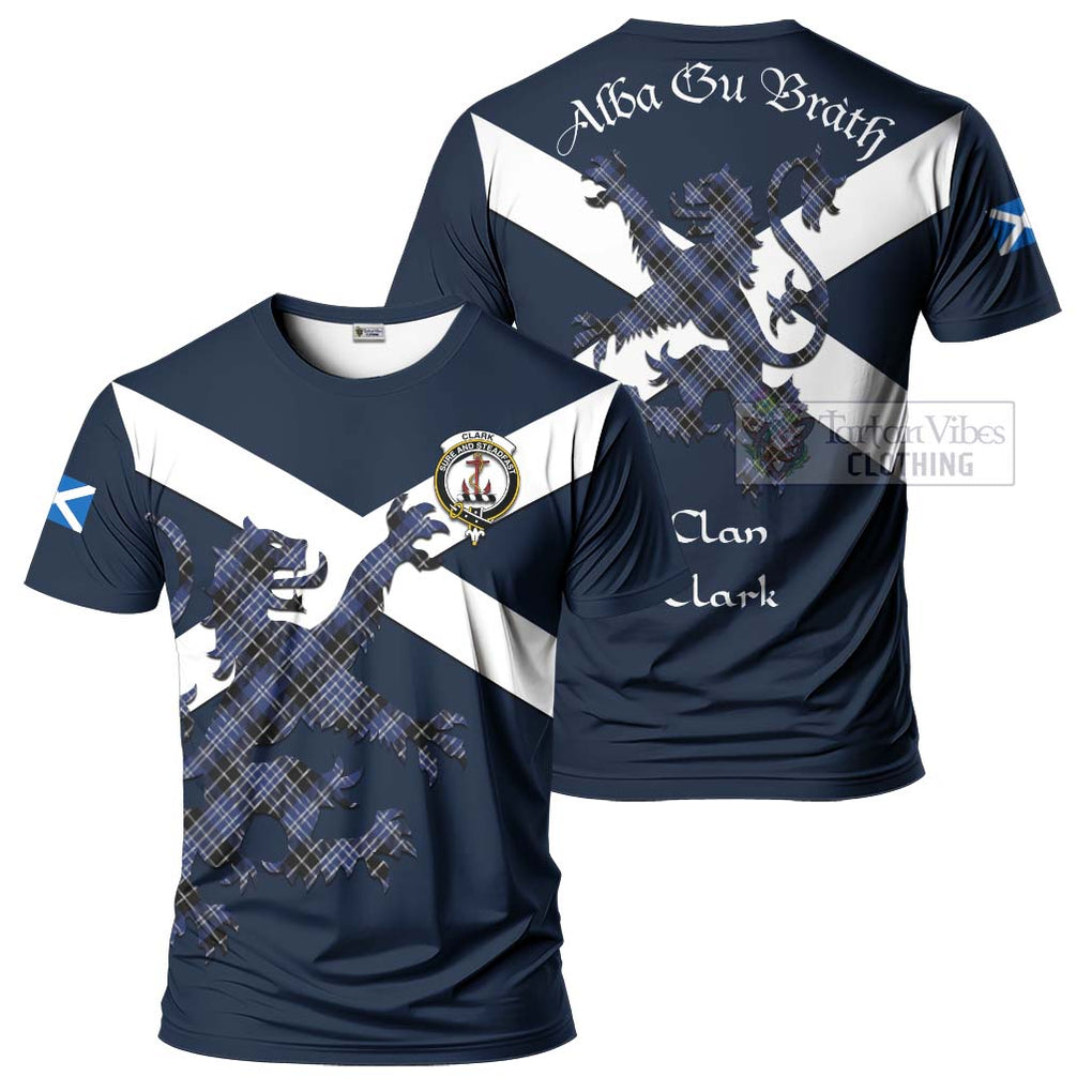 Tartan Vibes Clothing Clark (Clarke) Tartan Lion Rampant T-Shirt – Proudly Display Your Heritage with Alba Gu Brath and Clan Name