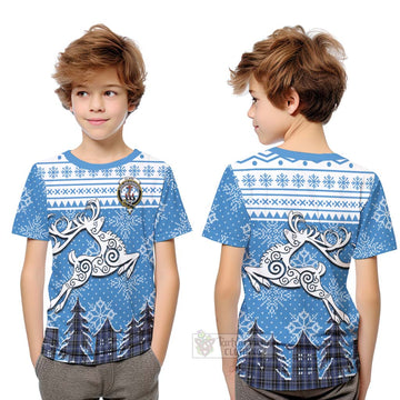 Clark (Clarke) Clan Christmas Kid T-Shirt Celtic Reindeer Style