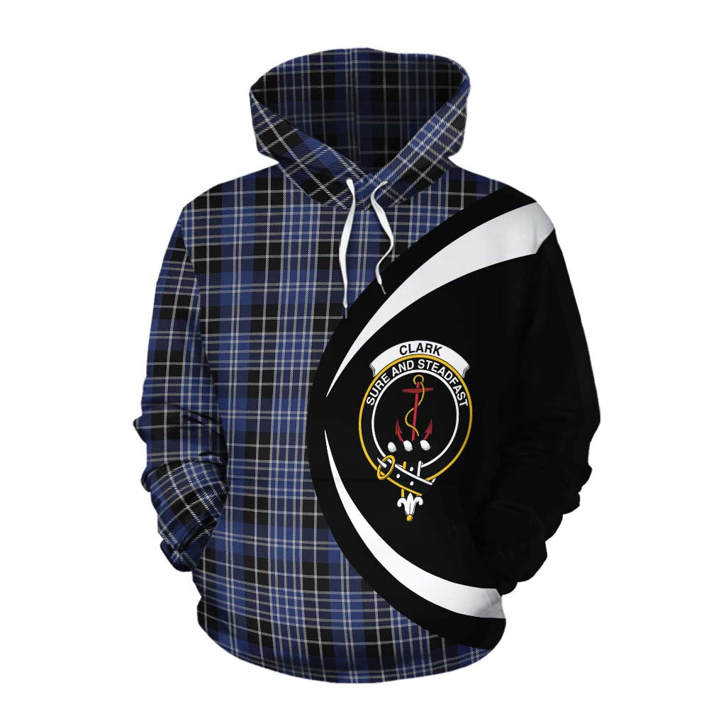 Tartan Vibes Clothing Clark (Clarke) Tartan Cotton Hoodie with Family Crest Circle Style