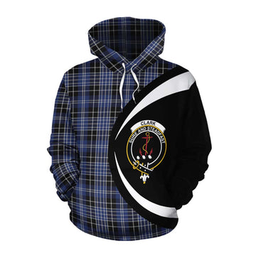 Clark (Clarke) Tartan Cotton Hoodie with Family Crest Circle Style