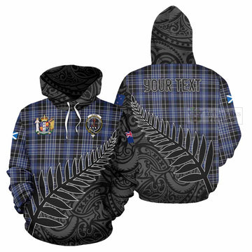 Clark (Clarke) Crest Tartan Hoodie with New Zealand Silver Fern Half Style