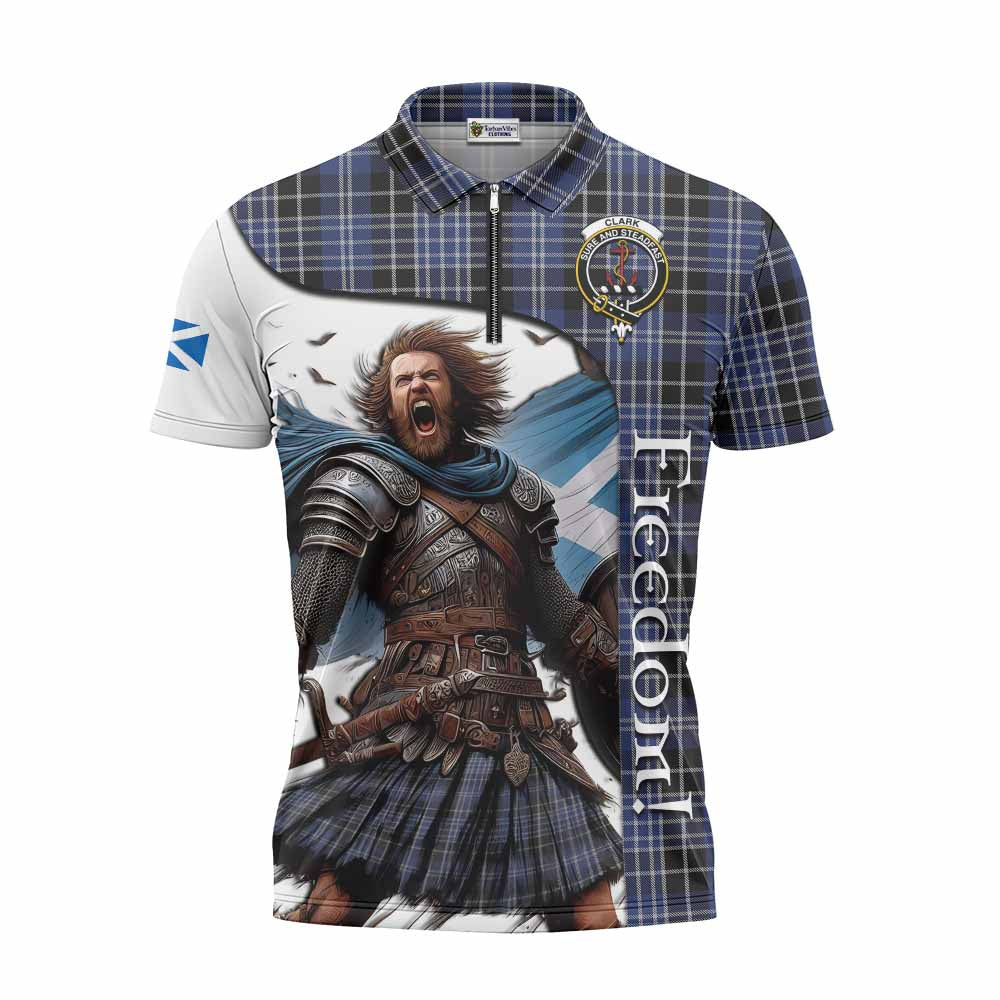 Tartan Vibes Clothing Clark (Clarke) Crest Tartan Zipper Polo Shirt Inspired by the Freedom of Scottish Warrior