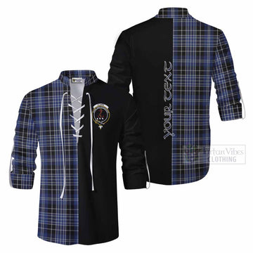 Clark (Clarke) Tartan Ghillie Kilt Shirt with Family Crest and Half Of Me Style