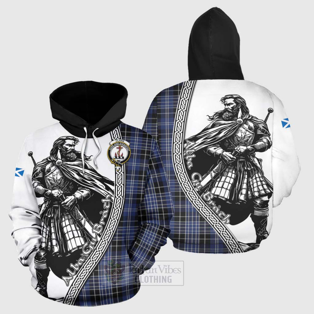 Tartan Vibes Clothing Clark (Clarke) Tartan Clan Crest Hoodie with Highlander Warrior Celtic Style