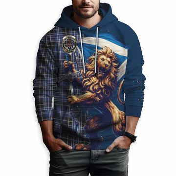 Clark (Clarke) Tartan Family Crest Hoodie with Scottish Majestic Lion