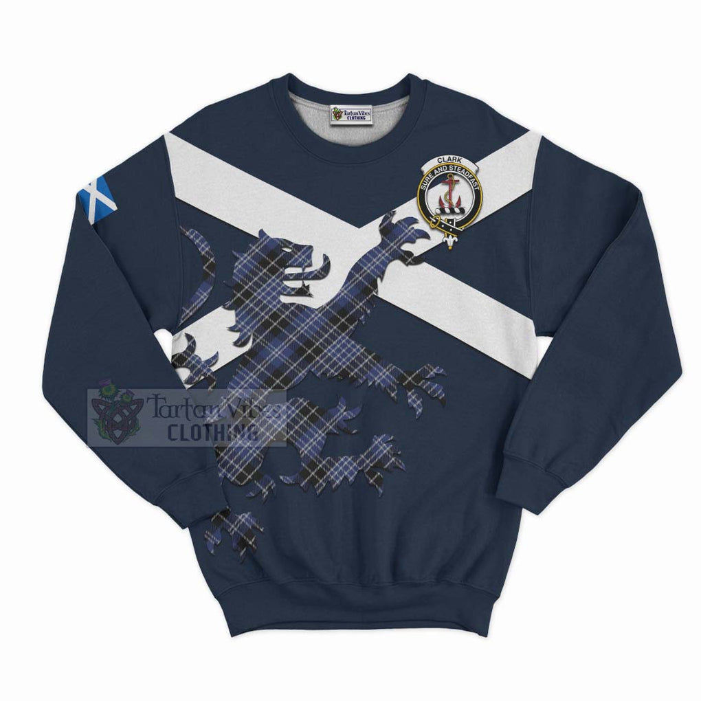 Tartan Vibes Clothing Clark (Clarke) Tartan Lion Rampant Sweatshirt – Proudly Display Your Heritage with Alba Gu Brath and Clan Name