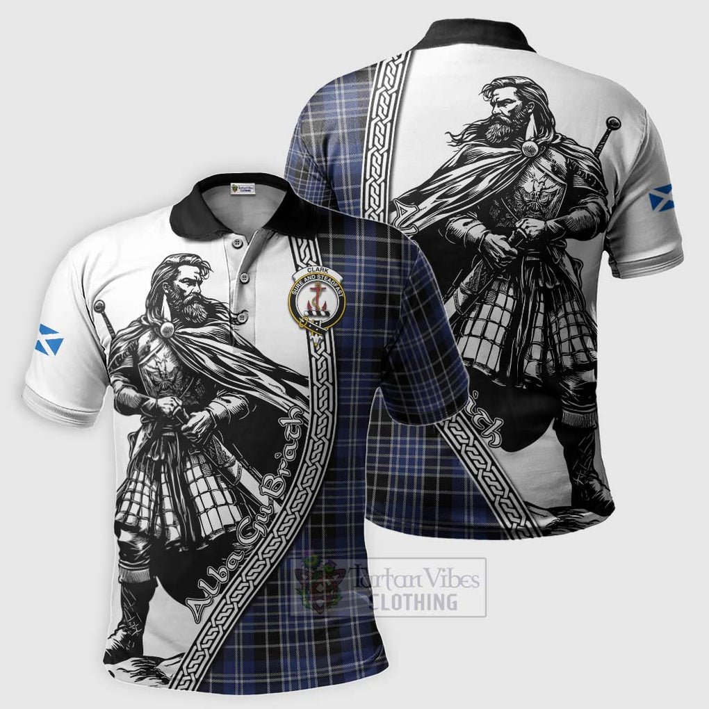 Tartan Vibes Clothing Clark (Clarke) Tartan Clan Crest Polo Shirt with Highlander Warrior Celtic Style