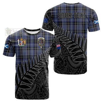 Clark (Clarke) Crest Tartan Cotton T-shirt with New Zealand Silver Fern Half Style