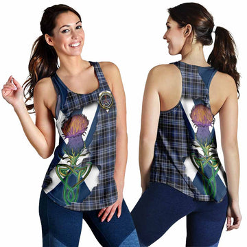 Clark (Clarke) Tartan Family Crest Women's Racerback Tanks Scottish Thistle Celtic Inspired