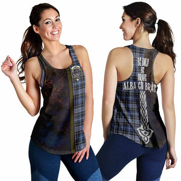 Clark (Clarke) Tartan Family Crest Women's Racerback Tanks Alba Gu Brath Be Brave Lion Ancient Style