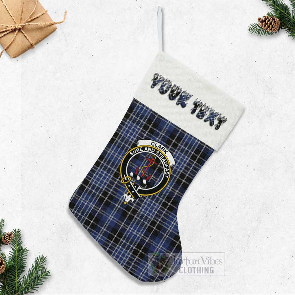 Tartan Vibes Clothing Clark (Clarke) Tartan Family Crest Christmas Stocking with Personalized Text