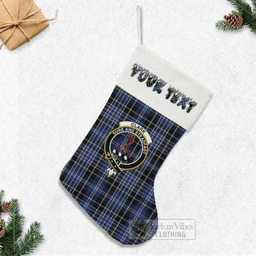 Clark (Clarke) Tartan Family Crest Christmas Stocking with Personalized Text