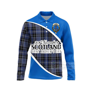 Clark (Clarke) Family Crest Tartan Long Sleeve Polo Shirt Celebrate Saint Andrew's Day in Style